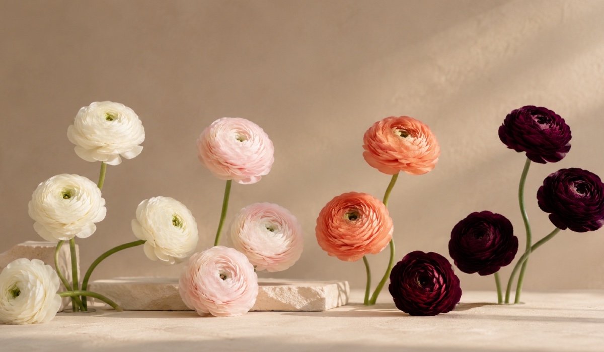 The September Elegance ranunculus palette