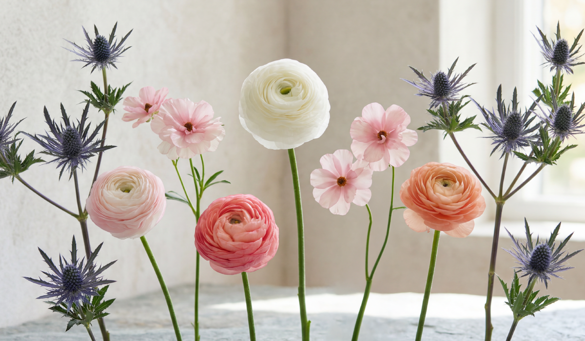 Ranunculus and Eryngium: The New Summer Floral Design